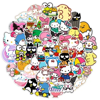 10/30/50/100gab Hello Kitty Kuromi Sanrio Uzlīmes Cinnamoroll Albums Auto Skeitborda Klēpjdatoru Notebook Dienasgrāmata Kawaii Uzlīmes Rotaļlietas