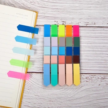 100 Loksnes Jaunu Morandi Lapiņas Krāsains Luminiscences Indekss Cilnēm 5 Krāsu Padoms Etiķetes, Uzlīmes PET Memo Šķirošanas Grāmatzīmi