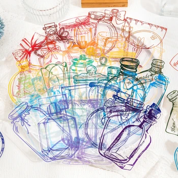14 Gab. Uzlīmes Materiālu Kopumu, Stikla Pudeles Formas Uzlīmes Pārredzamu PET Dekoratīvās Uzlīmes Plānotājs DIY