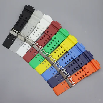 16 mm Silikona Watchband par Casio G-Shock GA-110 GA-GA 100-120 tīrtoņa krāsu Gumijas Ūdensizturīgs Vīriešiem Skatīties Joslas Siksnu ga700 400
