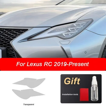 2 gab., caurspīdīgs black TPU Automašīnas lukturi aizsardzības plēves uzlīme par lexus RC F RC350 apģērbs 2019 2020 lukturu piederumi