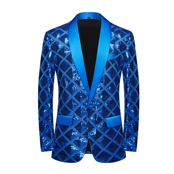 2023 Jaunu Eiropas un Amerikas Modes Vīriešu Stereo Laukumā Sequin Gadījuma Deju Uzvalks Jaka Boutique Modes Uzvalks Jaka