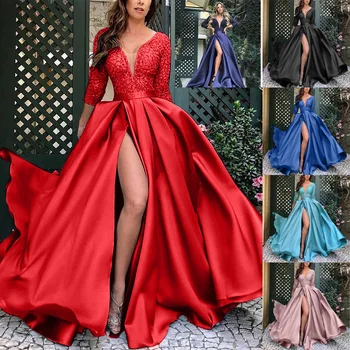 2023 Pavasarī un vasarā Eiropas un Amerikas sieviešu mežģīņu vizuļi big sexy gara kleita vilcienu banketa vakara kleita