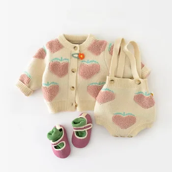20232 Rudens Sweet Baby Girl Apģērbu Komplekts Mīlestības Augļu Džemperis Un Kopumā 2GAB Uzvalks Toddler Apģērbs