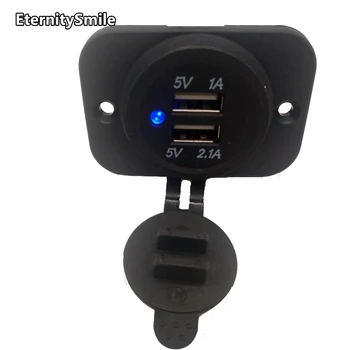 3.1 Dual USB Ports Lādētāja Kontaktligzdu ūdensizturīgs pārsegs 12V LED pārsūtīt 5V strāva 1A 2.1 ar mount panelis