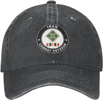 4. Divīzija Irākā Kaujas Veterāns Kovboju Cepures, Vīriešu, Sieviešu, Regulējams Kokvilnas Džinsa Beisbola cepure