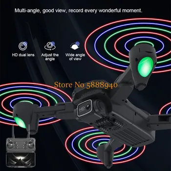 4K Dual Camera Gaisa Fotogrāfija WIFI FPV RC Dūkoņa Krāsains LED Gaismas Smart Sekot Optisko Plūsmu Pozicionēšanas Locīšanas Quadcopter
