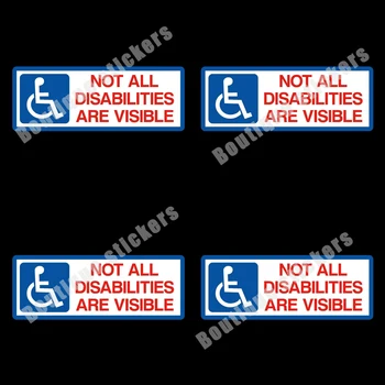 4X Uzlīmes Nav Redzams Visiem Invaliditāti-mobilitāte, Zils Nozīmītes, Augstas kvalitātes Automašīnas un Praktisko Atgādinājumi PVC