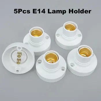 5gab E14 Spuldzes Ligzdas Turētājs Bāzes Montāžas Skrūvējamu Vāciņu LED Gaismas, Baltās Lampas Stiprinājuma Adapteris Converter AC 100-230V v