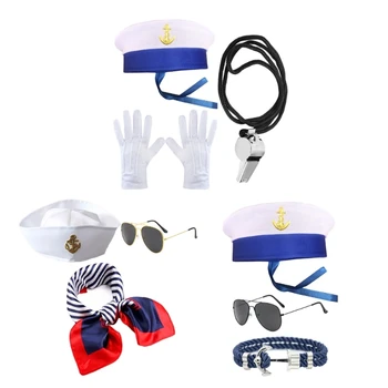 634C Saulesbrilles Kapteiņa Cepuri Sailor Party Apdare Piederumi Klp Cimdi