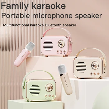 Bluetooth Skaļrunis Karaoke Mini Fammily Wirelss Skaļrunis ar Mikrofonu Portatīvo brīvroku Mūzikas Atskaņošanu, Atbalsta TF karti
