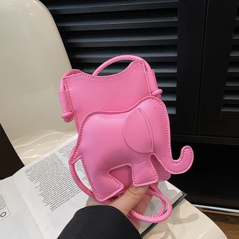 Cute Elephant Dizaina Mini Crossbody Soma Sieviešu Fun Radošo Soma, Pu Leather Messenger Bag Dāmas Tālruni Somā Vai Somā Violeta