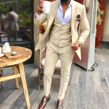 Elegants Kāzu svinības, Biznesa Uzvalks Vīriešu Slim Fit Gadījuma Līgavainis Tuxedos Terno Masculino Kostīmu Homme 3PCS(Žakete+Veste+Bikses)