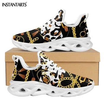 INSTANTARTS Modes Leopard Sieviešu Platformas Kurpes Zelta Baroka Ķēdes Dizaina Dāma Pāris Ceļojumu Acs Sneaker Dzīvoklis Apavi 2023 