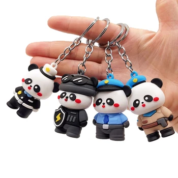 Jaunas Multfilmas Panda Policijas Keychain Mīkstu Līmi Vīriešu Un Sieviešu Soma Kulons Gudrs Panda Keyring Kulons Dāvanu