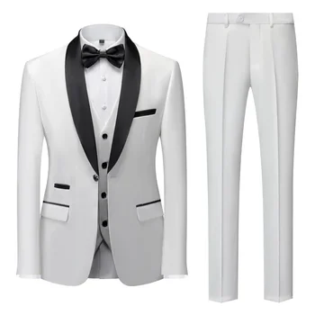 Jauns Vīriešu Biznesa Ikdienas Tērps Komplekts Vīriešu Kāzu Master Kleitas Zāle Liela Uzvalku Trīs Gabals, kas Vīriešiem