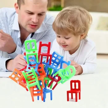 Jaunu 24pcs Mini Krēslu Līdzsvaru Bloki Rotaļlietu Plastmasas Montāžas Bloki Kraušanas Krēsli, Bērniem, Izglītojošo Ģimenes Spēli Balansēšanas Apmācības