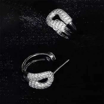 Korejas ins vienkārši broša pilns ar dimantiem 925 sudraba adatu auskari nišu dizaineru stilu, izsmalcinātu un unikālu dzimšanas dienas dāvana