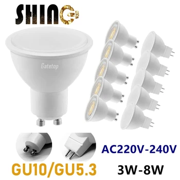 LED prožektoru spuldzes GU10 GU5.3 AC220V augstu gaismas efektivitāti bez mirgošanas silti balta gaismas 3W 5W 6W 7W 8W var izmantot virtuves