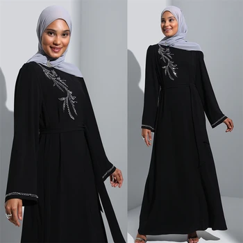 Melns Abaya Sievietēm Musulmaņu Dubaija Turcija Dimantu Maxi Puse Kleita Eid Mubarak Ramadāna Islāma Jalabiya Drēbes arābu Caftan Kleita