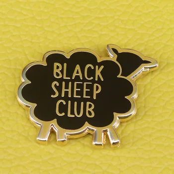 Melnās avis kluba atloks pin cute dzīvnieku piespraudes sporta žetons Halloween modes rotaslietas vīriešiem dāvana sieviešu džinsa jakas soma aksesuāru