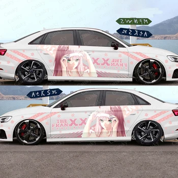 NULLE DIVI anime meitene auto uzlīme pusē auto ietīšana transportlīdzekļa sānu grafikas, automašīnas lieluma modelis DIY auto decal DARLING, jo FRANXX