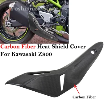 Paslīdēt Uz Kawasaki Z900 Motociklu Izplūdes Sistēmu, Izvairīties Caurule Oglekļa Šķiedras Siltuma Vairogu Segumu Aizsargs Anti-Plaucēšana Shell Muffler