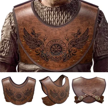 Pieaugušo Viduslaiku Viking Bruņinieks Krūtīm Armors Pu Ādas Karavīrs Gladiator Cosplay Kostīmu Breastplate Veste Steampunk Retro Cuirass