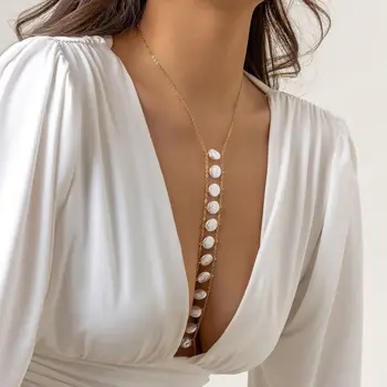 Plastmasas Imitācija Pērļu Lāde Ķēdes Y2K Galvanizācijas Sakausējuma Sexy Ķermeņa Rotaslietas, Krusta Kaklarota Sievietēm