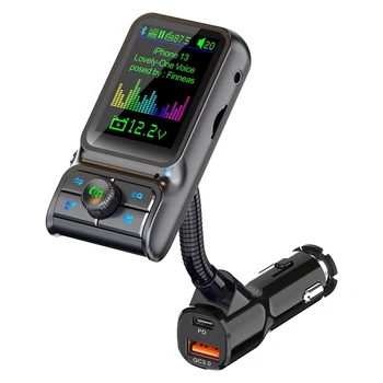 QC3.0 Ātrās Uzlādes Automašīnas Bluetooth, MP3 Atskaņotājs FM Raidītājs HD Krāsains Displejs Auto Piederumi