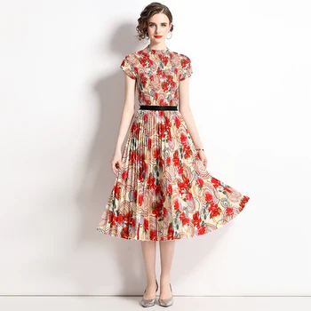 Sarkana Vasaras Sieviešu Komplekts Ar Svārkiem Elegants Divas Modes Gabalu Gabals Uzvalks, Kleita 2023 Vidū Garums Īsās Piedurknes Sieviešu Apģērbs Apģērbs