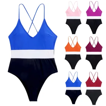 Sieviešu Sadalīt Modes Bikini 2023 Jauns Krūšturis Soild Krāsu 2 Komplekti Retro Peldkostīmu, Pludmales Krūšturis Peldkostīmu Nr. Tērauda Beachwear Monokini