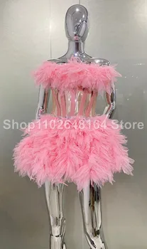 Sieviešu svārki tērps bez piedurknēm, rozā tutu svārki sexy posmā naktsklubs darbības kostīmu dzimšanas dienas svinības karnevāla kostīms