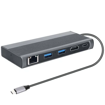 USB C Hub M. 2 SSD Kameras HDMI-Saderīgam+USB3.1+RJ45+PD Tipa C Docking Stacijas M. 2 NVME NGFF SSD Macbook