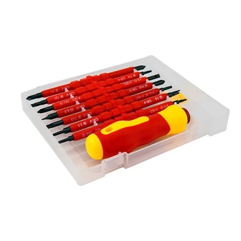 VDE Izolētas Skrūvgriežu Komplekts Iešķeltu skrūvgriezi Biti Komplekta Ar Testeri Pildspalvu Red & Black Elektriķi Rokas Instrumenti