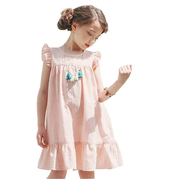 Vasaras 2018 Jaunu Korejiešu Modes Savirmot Piedurknēm Meitenēm Kleita Cute Bērnu Apģērbi, Bērniem, Mežģīnes Princese Kostīmu Zaudēt Meiteņu Drēbes