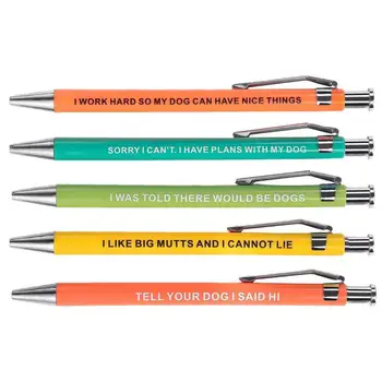 Vienkāršs Dizains Kancelejas Preces Pildspalvas Unikālo Piederumi Lodīšu Pildspalvu, Ar Smieklīgu Frāzi 5 Gab Jautri Lodīšu Pildspalvas Par Kaķu Un Suņu Mīļotājiem Everyda