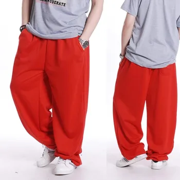 Vīrieši Hiphop Gadījuma Bikses Streetwear Joggers Kokvilnas Plaša Kāju Zaudēt Moderns Plus Lieluma XXXXL Treniņbikses Dziesmu Bikses Deju Apģērbu
