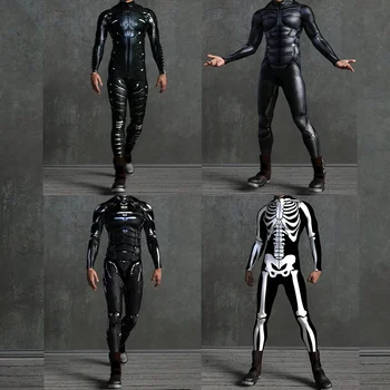 Vīrieši Sievietes CyberPunks Mehāniskās Armors Jumpsuit Steampunk Stils Halloween Cosplay Galvaskausa Kostīmu Atdzist Krāsas Zīmēšanai Apģērbi