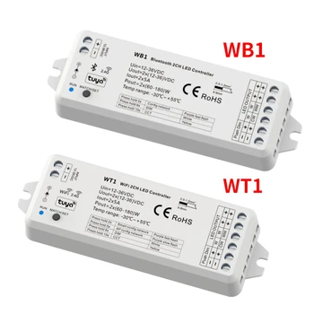 WB1 Bluetooth / WT1 WiFi Smart RF 2.4 G Kontrolieris 2CH*5.A Saderīgu Tuya APP Balss Kontroles Reostats par Vienu Krāsu,PKT LED Lentes