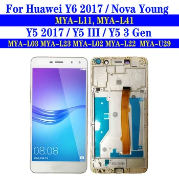 Y6 2017 LCD Ar Rāmi Huawei Y5 2017 Y5 III Displejs Ekrānā Pieskarieties Digitizer Montāža MYA-L03 MYA-L 23 MYA-L02 MYA-L22 MYA-L11
