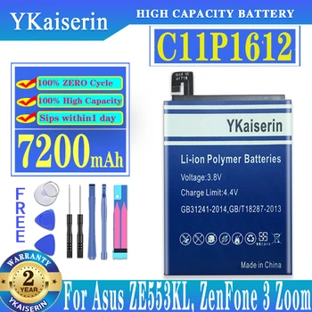 YKaiserin Tālruņa Akumulatora Asus ZC554KL ZE553KL ZenFone 4 Max C11P1612 Augstas Kvalitātes Rezerves Bateria 7200mAh