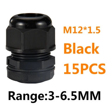karstā pārdošanas IP68 Neilons kabeļu skrūvsavienojums M sērija mazie izmēri M12*1.5 3-6.5 mm PA6 kabeļu skrūvsavienojumi apvienotā struktūra augstas kvalitātes melna