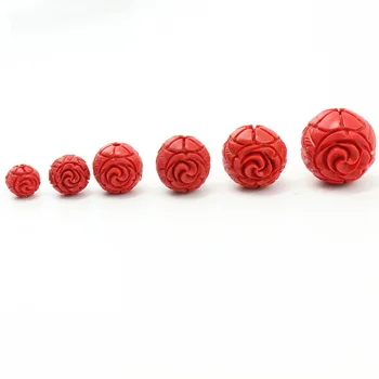 10pcs/daudz Dabas Red Cinnabars Krelles 8 10 12 14 16 mm Grieztie Rožu Ziedu Šarmu Biezumu Fit DIY Aproce Rotaslietu izgatavošana Piegādātājs
