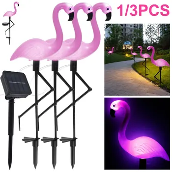 3PCS Flamingo Saules Gaismas IP55 Ūdensdrošs LED Rozā Flamingo Staba Gaismas Ainavu Zemes Lampas Āra Celiņu, Dārza Dekori
