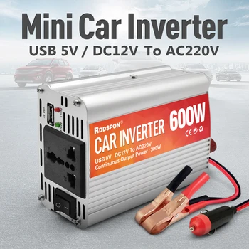 600W Mini Car Inverter Sine Vilnis DC12V AC220V Lādētāja Pārveidotājs 200W 50HZ 400W Auto Barošanas Ģeneratora Jaudas Stacijas