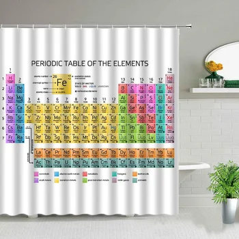 Elementu periodiskā Dušas Aizkars Vannas istabā Dekoru Kopa Ķīmisko Formu, Digitālā Druka Ūdensnecaurlaidīga Auduma Aizkari
