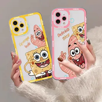 S-SpongeBobs P-Patrika Zvaigznes iPhone 11 Lietā Par iPhone 14 15-Pro Max Lietas 13 12 Mini Pro XS Max 8 7 Plus XR-X SE 2020. gadam Jāaptver