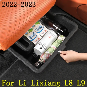 Zem Sēdekļa Glabāšanas Organizētājam Li Lixiang L8. L9 2022 2023 Automašīnas Aizmugurējā Rindā Bārkstīm Jutu, Renes Slēptās Uzglabāšanas Kaste Miskastes
