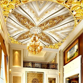 beibehang Pasūtījuma liela tapetes, sienas 3d zelta zālē klasisko luksusa reljefs zenith sienu griestu tapetes papel de parede